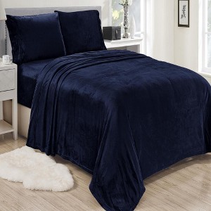 Lavana Microplush Ultra Premium All Season Soft Brushed Sheet Sets Navy by Plazatex - 1 of 3