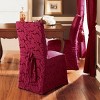 Scroll Long Chair Slipcover Burgundy - Sure Fit: Elegant Polyester Dining Room Decor, Machine Washable - 2 of 4