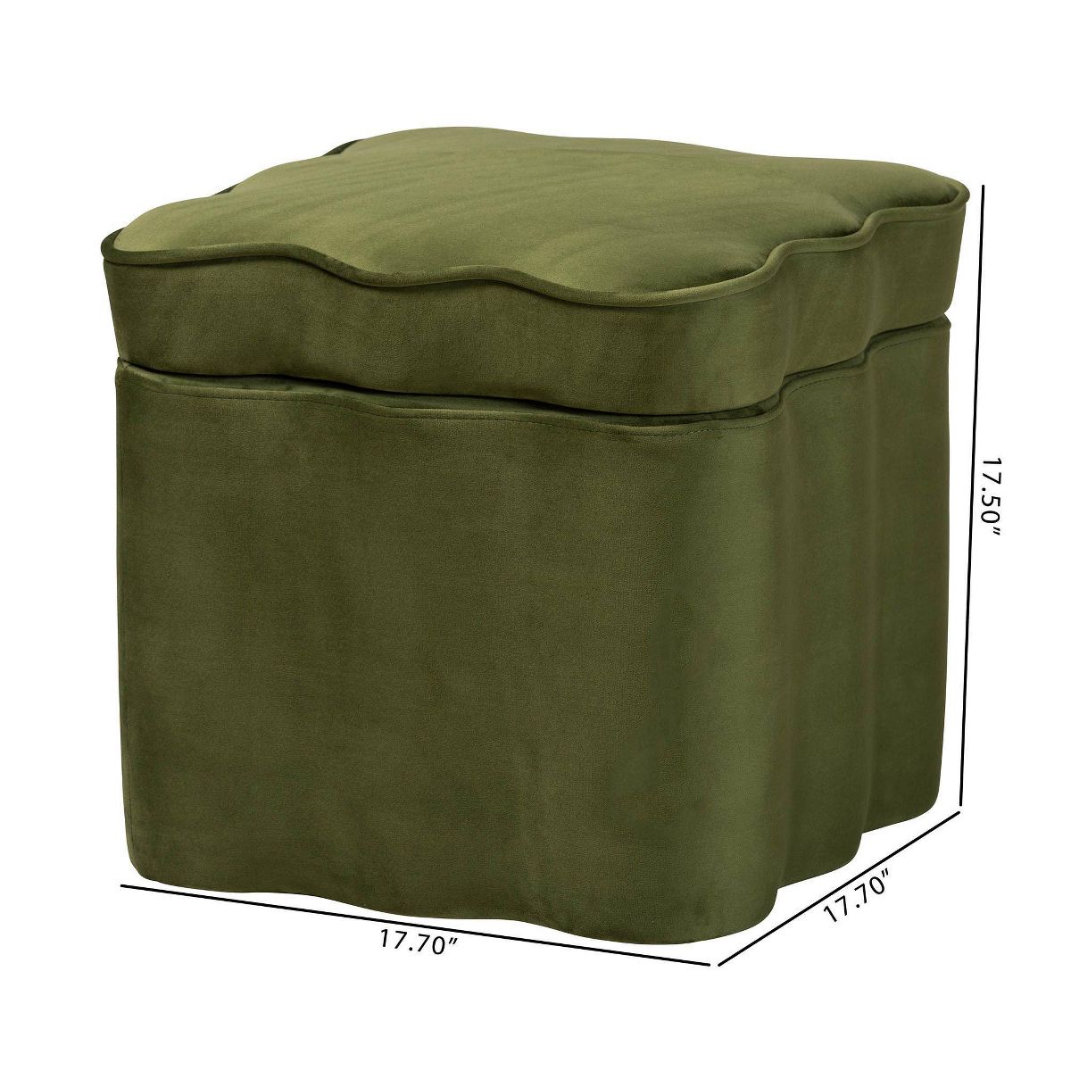Baxton Studio Paulina Velvet Storage Ottoman Lid Top Accent Stool with Storage Green/Black - thumbnail 7