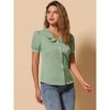 INSPIRE CHIC Women's Vintage Polka Dots Peter Pan Collar Puff Short Sleeve Shirt - 2 of 4