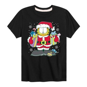 Boys' - Garfield - Christmas Santa Claus Short Sleeve Graphic T-Shirt - 1 of 4