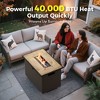 BDELITE Rectangle Outdoor Fire Pit Table with 40,000 BTU Output, Windshield, Glass Stones, Waterproof Cover-35*23*23.8 Inch - 4 of 4
