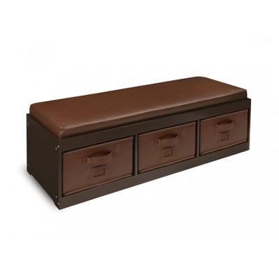 Badger Basket Kid's Storage Bench with Cushion and Three Bins