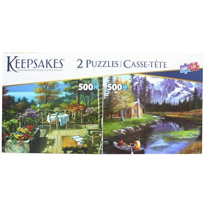 Keepsakes Set of 2 Keepsakes 500 Piece Jigsaw Puzzles | Mountain Cabins