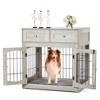 Dog Crate Furniture with Drawers,39.4'' Wooden Dog Kennel Indoor with Cushion, Crate End Table Up to 70 Lbs - 3 of 4
