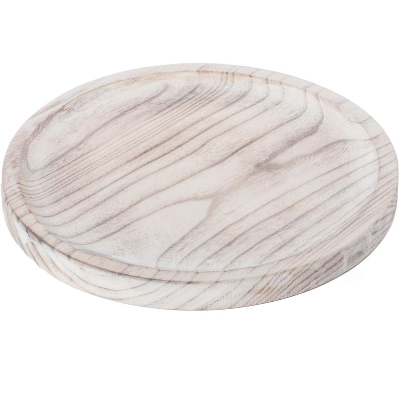 Vintiquewise Vintage Raw Wood Charger Round Display Tray, 4 of 9