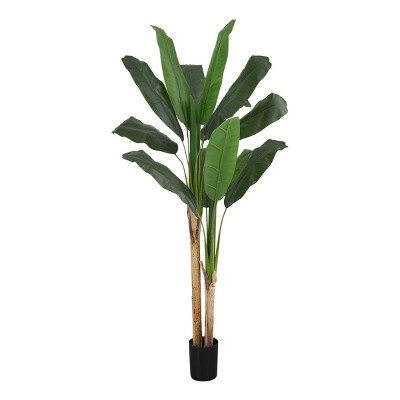 GlasFlength Artificial Plants Artificial Rubber Tree Artificial Banana Tree Faux Plants for Indoor Home Decoration, Green, 39"*38"*55"