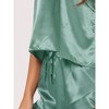 cheibear Women's Satin Spaghetti Cami Tops Ruffle Trim Shorts Sleepwear Sets - 4 of 4