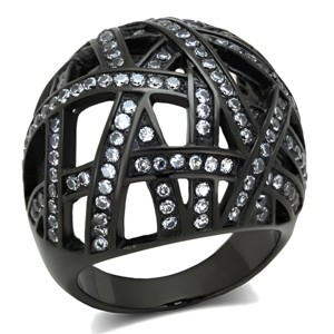 Slickblue Women’s Black IP Stainless Steel Ring with Clear CZ Stones, Geometric Pave Design, Sizes 5-10 - 1 of 4