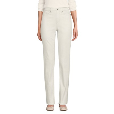 Lands' End Women's High Rise Metallic Coated Denim  Straight Leg Jeans