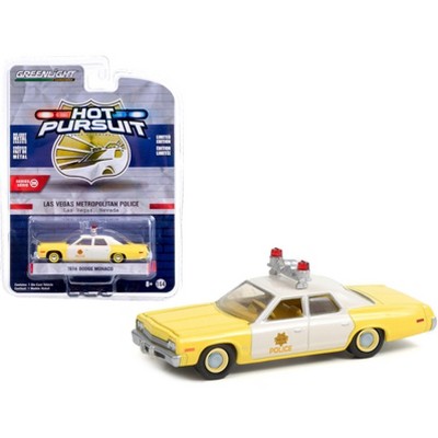 1974 Dodge Monaco Yellow & White "Las Vegas Metropolitan Police Dept." (Nevada) Hot Pursuit 1/64 Diecast Model Car by Greenlight