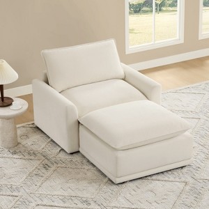 Spruce & Spring Modular Couch Oversized Sectional Sofa for Living Room, Cream-Chaise - 1 of 4