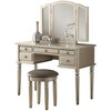 GlasFlength Bedroom Vanity Tables Set with Mirror and Lights, Hairdryer holder, Drawer and Storage Cabinet, for Bedroom, Silver, 43"*19"*54" - 4 of 4