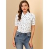 Allegra K Women's Point Collar Short Sleeve Floral Print Button-Down Shirt - 3 of 4