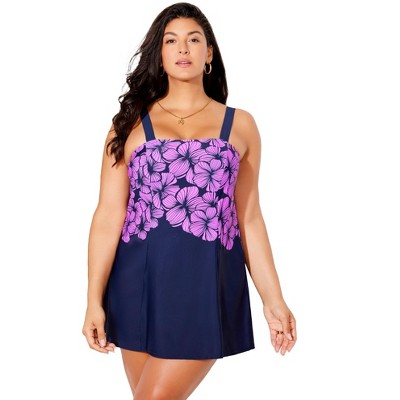 Swimsuits for All Women's Plus Size Princess Seam Swimdress