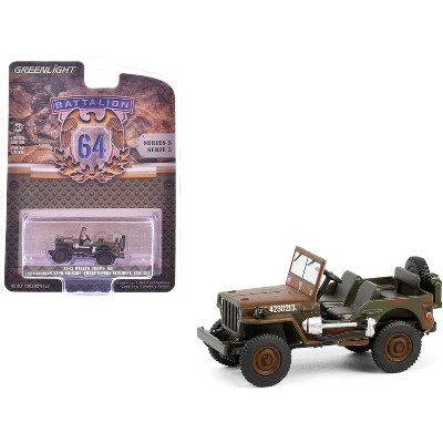 1942 Willys Jeep MB "1st Canadian Tank Brigade" Green and Brown Camouflage "Battalion 64" 1/64 Diecast Model Car by Greenlight