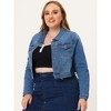 Agnes Orinda Women's Plus Size Cropped Long Sleeve Trendy Fashion Denim Jean Jackets - 2 of 4
