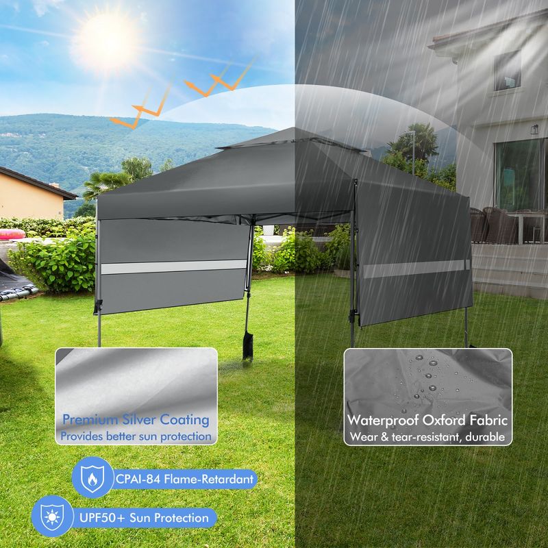 Costway 10'x17.6'Outdoor Instant Pop-up Canopy Tent Dual Half Awnings Adjust Patio, 5 of 11