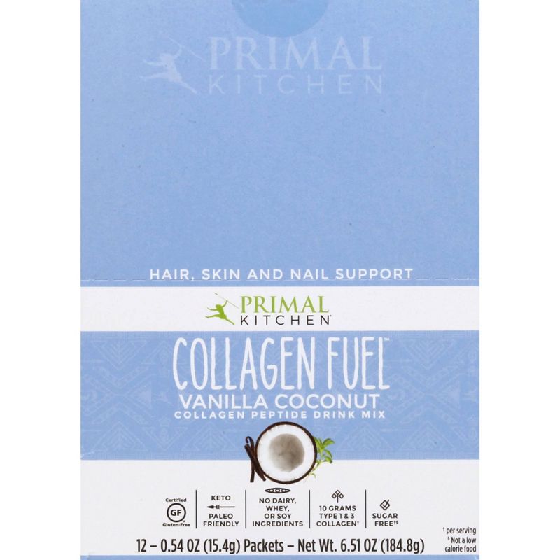 Primal Kitchen Collagen Fuel Supplement Powder - Vanilla - 6.51oz/12pk, 1 of 9