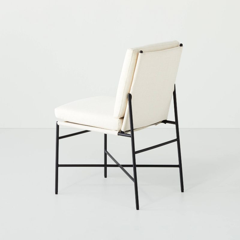 Fabric &#38; Metal Armless Dining Chair - Cream/Black - Hearth &#38; Hand&#8482; with Magnolia, 5 of 13