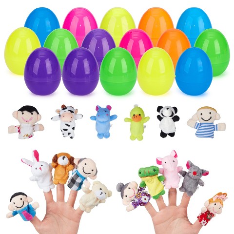 Детские куклы Garvee Plush Animal Finger Puppets in Pre-filled Easter Eggs - Kids Easter Egg Hunt Toys, Basket Stuffers, Goodie Bag Fillers, Party, Mini Keychains