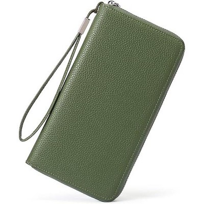 BEAFUP Women PU Leather Wallet,RFID Blocking Zipper Around Phone Holder Clutch Wristlet,Large Capacity Travel Long Purse for Women