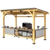 Outsunny 13' x 6' Wooden Grill Gazebo, Hardtop Outdoor BBQ Gazebo with with Metal Roof, 2 Bar Shelves and 6 Hooks for Patio, Deck, Yard, Natural - 4 of 4