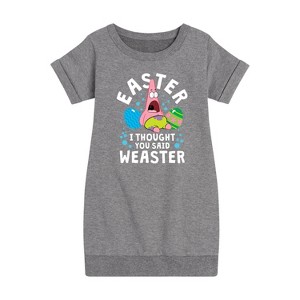 Girls' - SpongeBob SquarePants - Easter Weaster Graphic Short Sleeve Fleece Dress - 1 of 4