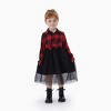 PATPAT Family Matching Outfits Mommy and Me Dresses Matching Set Long Sleeve Tulle Mesh Dress Buffalo Plaid Button Down Shirt - 2 of 4