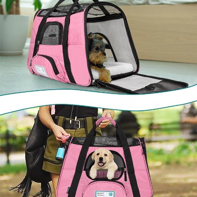 Pink Soft-Sided Airline Approved Pet Carrier for Small Breeds