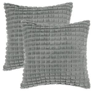 Unique Bargains Checkered Faux Fur Plush Fuzzy Cozy Pillowcases 2 Pcs - 1 of 4