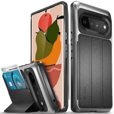 Vena vCommute Wallet Case for Pixel 6 Pro, Leather Flip Cover with Card Slot and Kickstand - Black