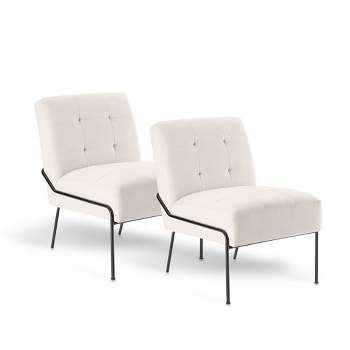 eLuxury Upholstered Tufted Accent Chair, Set of 2