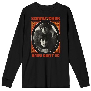 Sonny & Cher Baby Don't Go Crew Neck Long Sleeve Black Adult Tee-Medium - 1 of 3