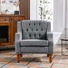 Mid-Century Modern Accent Chair with Nailhead Trim, Comfy Reading Chair Button Tufted Upholstered Armchair with Solid Wood Legs - ModernLuxe - 2 of 4