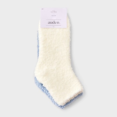 Women's Solid 2pk Cozy Ankle Socks - Auden Ivory/Blue One Size - image 2