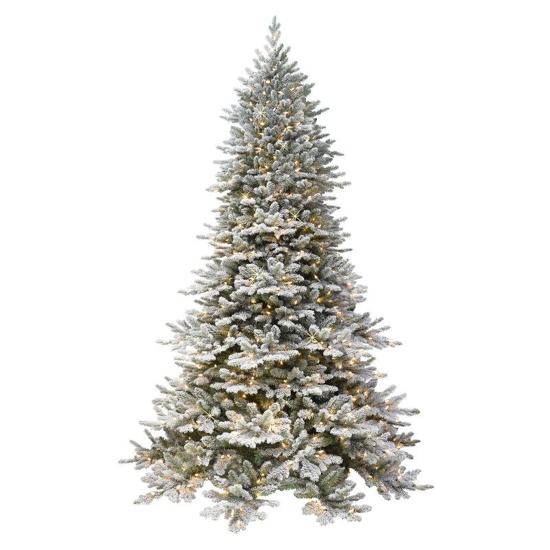 7.5ft Puleo Pre-Lit Full Flocked Royal Majestic Douglas Fir Down-Swept with Sure Lit Clear Incandescent Lights, 1 of 5