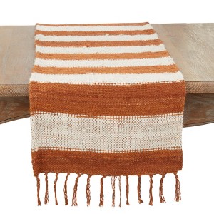 Saro Lifestyle Cozy Cottage Plaid Table Runner, Orange, 16"x72" - 1 of 3