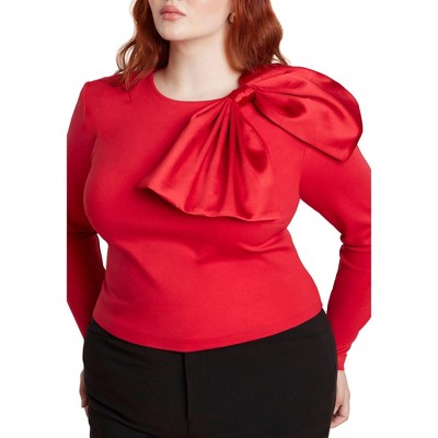 ELOQUII Strong Shoulder Top With Bow