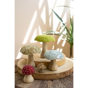 Decorative Mushroom Set with Mosaic Tops – Five Pieces, 5.5" Tall by Kalalou - 1 of 4
