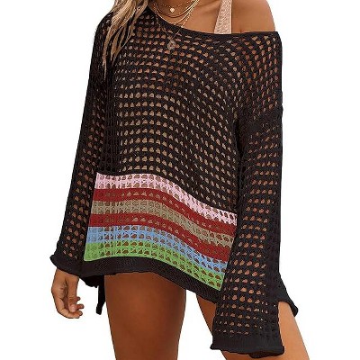 Bsubseach Crochet Cover Ups for Women Sexy Hollow Out Swim Cover Up Knit Summer Outfits-white 38