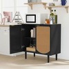 Resenkos Rattan Accent Cabinet with 2 Doors, Boho Sideboard Buffet Cabinet with Storage, Modern Black Credenza, Black - 3 of 4