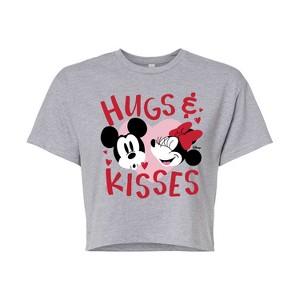 Women's - Disney - Hugs And Kisses Cropped Graphic T-Shirt - 1 of 4