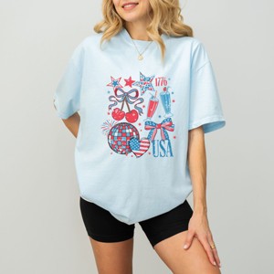 Simply Sage Market Patriotic Disco Collage Garment Dyed Tee - 1 of 4