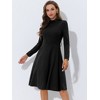 Allegra K Women's Elegant Work Sheath Mock Neck Flare Long Sleeve Knit Midi Dress - 3 of 4