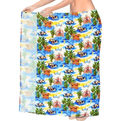 HAPPY BAY Women's Beach Bikini Swimwear Swim Cover Up Wrap Summer Wraps Swimsuit Beachwear Sarong Coverups Skirts for Women One Size Blue,Tree