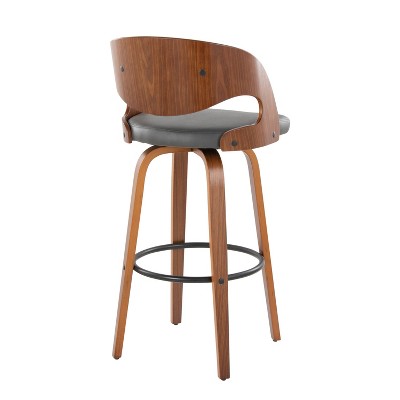 Pino Dark Gray Wood and Metal Swivel Barstool Set