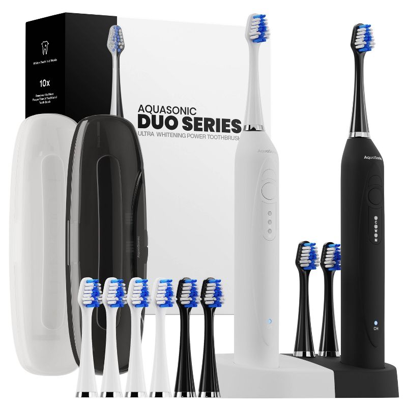Aquasonic Dual Handle Ultra Whitening Electric Toothbrushes - White &#38; Black, 1 of 2