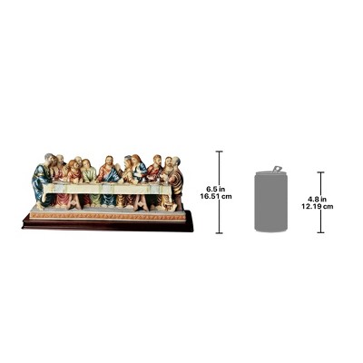 Hand-Painted Resin Last Supper Sculpture on Wood Plinth