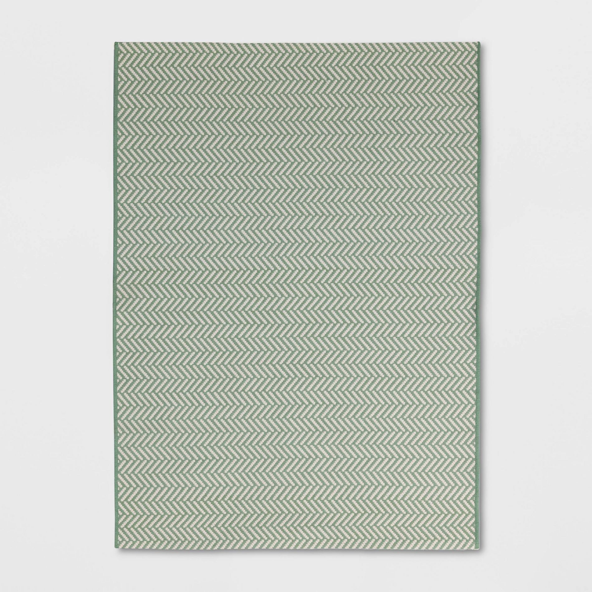 4'x5'6" Striped Power Loom Woven Area Rug Green - Room Essentials™
